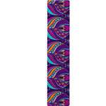 Purple Bohemian Peacock Feather Print Table Runner