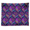Purple Bohemian Peacock Feather Print Tapestry