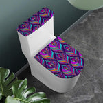 Purple Bohemian Peacock Feather Print Toilet Lid And Tank Cover Set