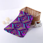 Purple Bohemian Peacock Feather Print Towel