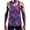 Purple Bohemian Peacock Feather Print Training Tank Top