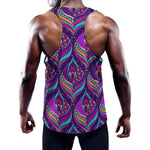 Purple Bohemian Peacock Feather Print Training Tank Top