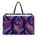 Purple Bohemian Peacock Feather Print Utility Tote Bag
