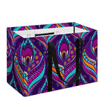 Purple Bohemian Peacock Feather Print Utility Tote Bag