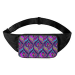 Purple Bohemian Peacock Feather Print Waist Bag