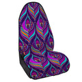 Purple Bohemian Peacock Feather Print Waterproof Car Seat Cover