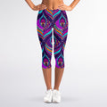 Purple Bohemian Peacock Feather Print Women's Capri Leggings
