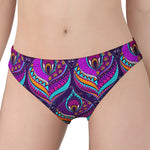 Purple Bohemian Peacock Feather Print Women's Panties