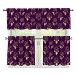 Purple Boho Dream Catcher Pattern Print 3 Piece Kitchen Curtains