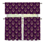 Purple Boho Dream Catcher Pattern Print 3 Piece Kitchen Curtains