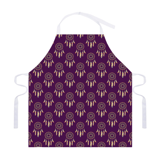 Purple Boho Dream Catcher Pattern Print Adjustable Apron