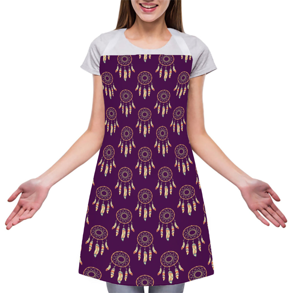 Purple Boho Dream Catcher Pattern Print Adjustable Apron
