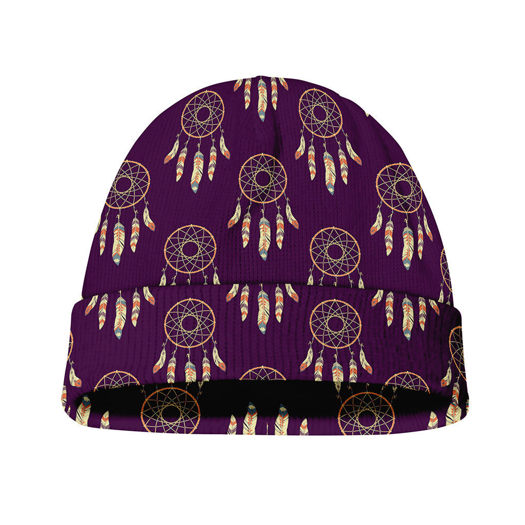 Purple Boho Dream Catcher Pattern Print Beanie