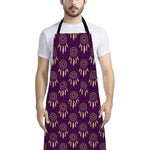 Purple Boho Dream Catcher Pattern Print Bib Apron With Pocket