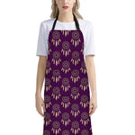 Purple Boho Dream Catcher Pattern Print Bib Apron With Pocket