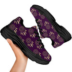 Purple Boho Dream Catcher Pattern Print Black Chunky Shoes