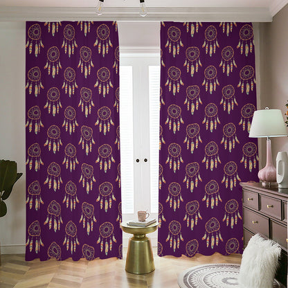 Purple Boho Dream Catcher Pattern Print Blackout Pencil Pleat Curtains