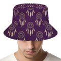 Purple Boho Dream Catcher Pattern Print Bucket Hat