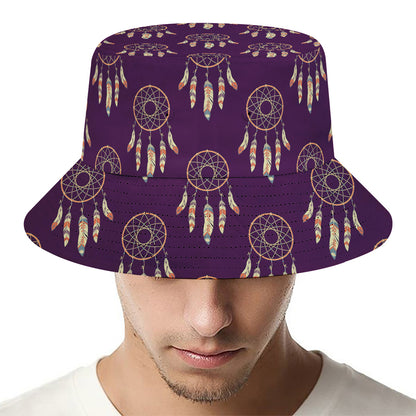 Purple Boho Dream Catcher Pattern Print Bucket Hat