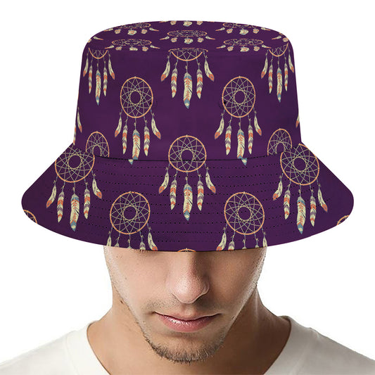 Purple Boho Dream Catcher Pattern Print Bucket Hat