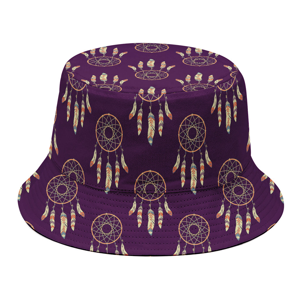 Purple Boho Dream Catcher Pattern Print Bucket Hat