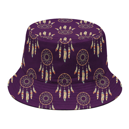 Purple Boho Dream Catcher Pattern Print Bucket Hat