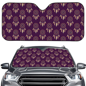 Purple Boho Dream Catcher Pattern Print Car Windshield Sun Shade