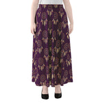 Purple Boho Dream Catcher Pattern Print Chiffon Maxi Skirt