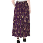 Purple Boho Dream Catcher Pattern Print Chiffon Maxi Skirt