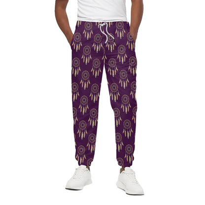 Purple Boho Dream Catcher Pattern Print Cotton Pants