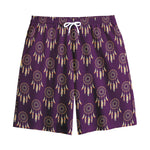 Purple Boho Dream Catcher Pattern Print Cotton Shorts