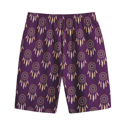 Purple Boho Dream Catcher Pattern Print Cotton Shorts