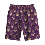 Purple Boho Dream Catcher Pattern Print Cotton Shorts