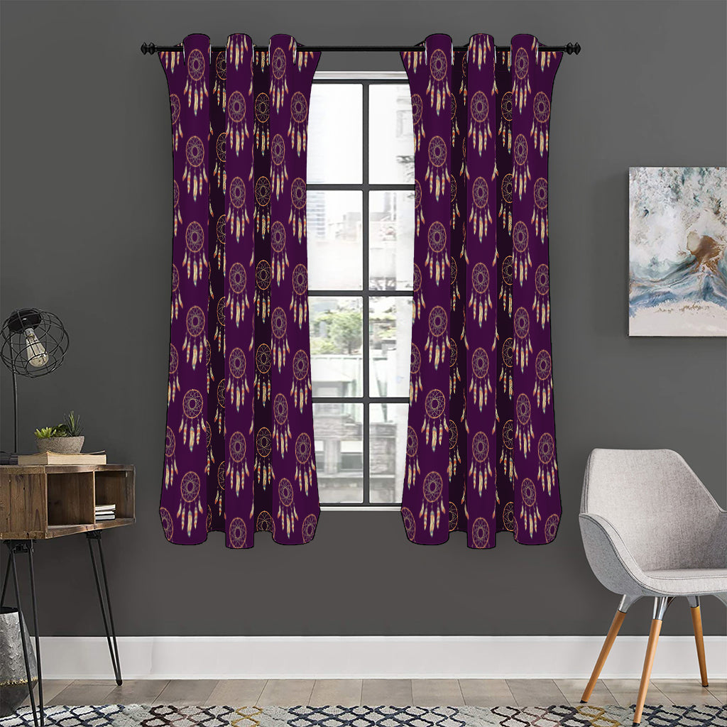 Purple Boho Dream Catcher Pattern Print Curtain