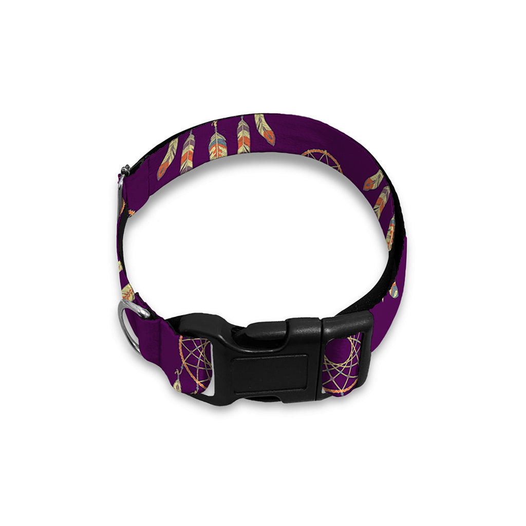 Purple Boho Dream Catcher Pattern Print Dog Collar