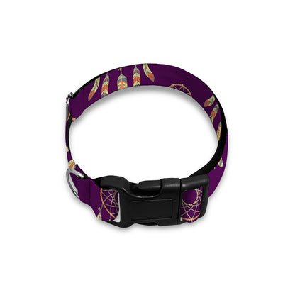 Purple Boho Dream Catcher Pattern Print Dog Collar