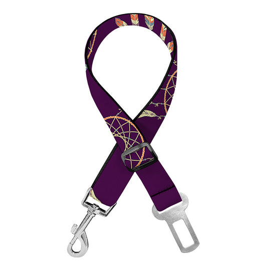 Purple Boho Dream Catcher Pattern Print Dog Seat Belt