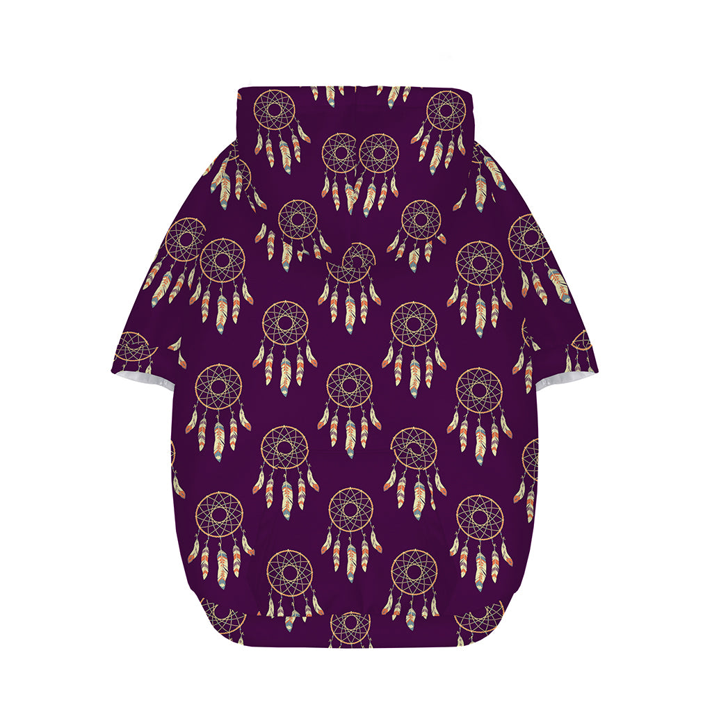 Purple Boho Dream Catcher Pattern Print Dog Zip Up Hoodie