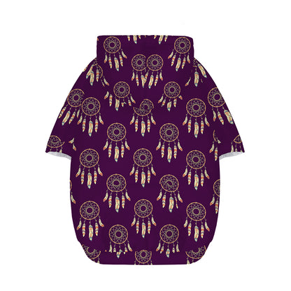 Purple Boho Dream Catcher Pattern Print Dog Zip Up Hoodie