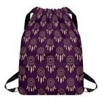 Purple Boho Dream Catcher Pattern Print Drawstring Backpack