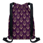 Purple Boho Dream Catcher Pattern Print Drawstring Backpack