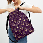 Purple Boho Dream Catcher Pattern Print Drawstring Backpack