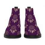 Purple Boho Dream Catcher Pattern Print Flat Ankle Boots