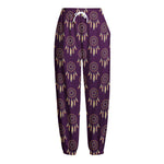 Purple Boho Dream Catcher Pattern Print Fleece Lined Knit Pants