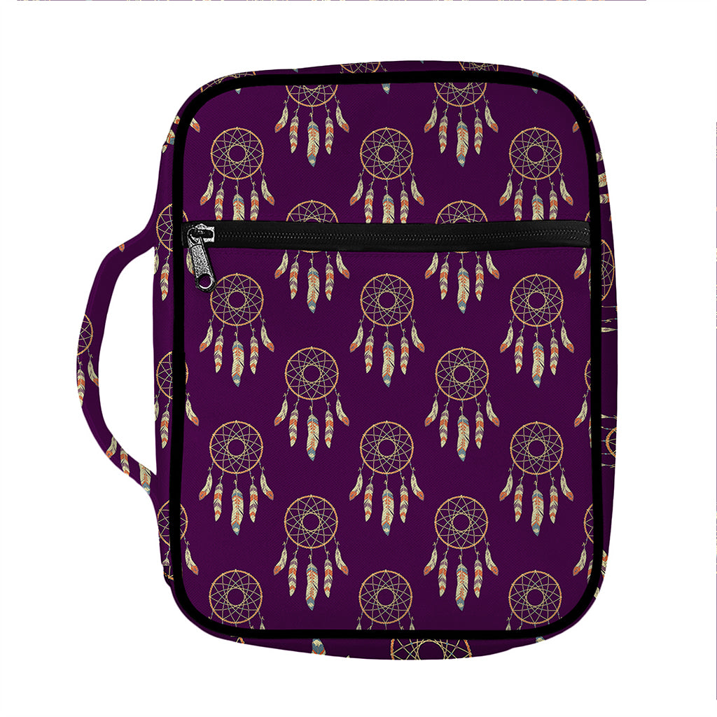Purple Boho Dream Catcher Pattern Print Front Pocket Bible Bag