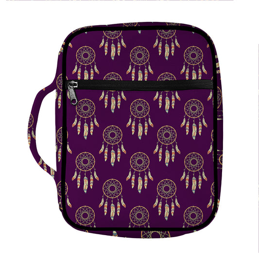 Purple Boho Dream Catcher Pattern Print Front Pocket Bible Bag