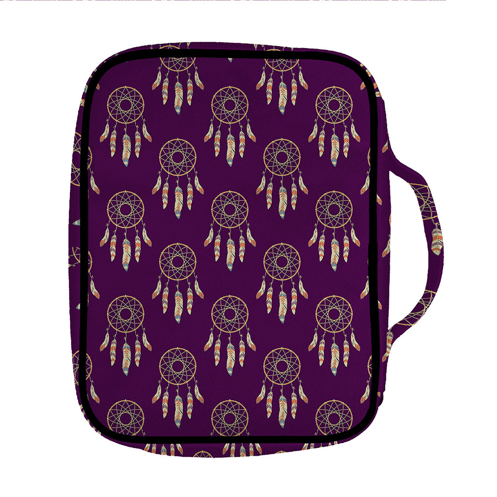 Purple Boho Dream Catcher Pattern Print Front Pocket Bible Bag