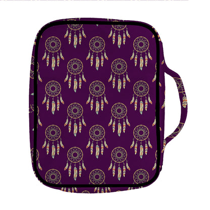 Purple Boho Dream Catcher Pattern Print Front Pocket Bible Bag