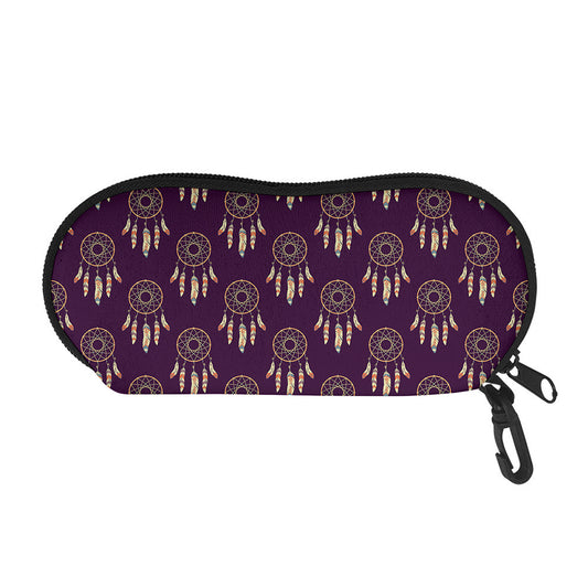 Purple Boho Dream Catcher Pattern Print Glasses Case