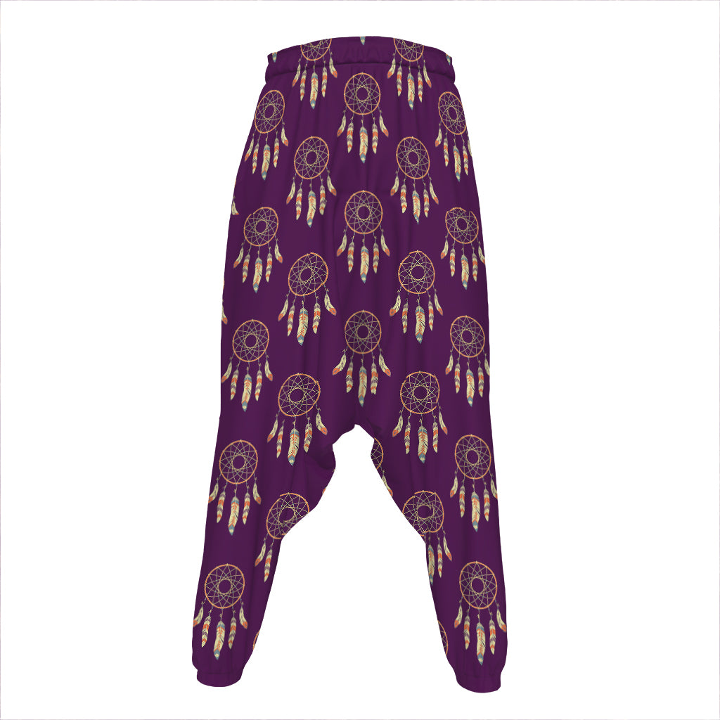 Purple Boho Dream Catcher Pattern Print Hammer Pants